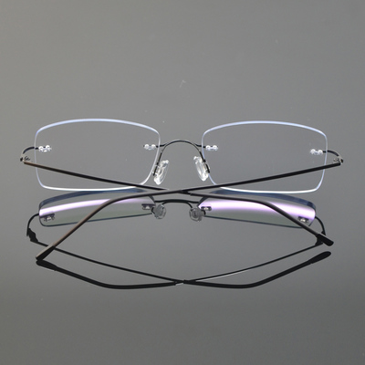 無框超輕純鈦防藍光平鏡眼鏡男女潮款護目鏡圓臉配近視眼鏡架寬臉
